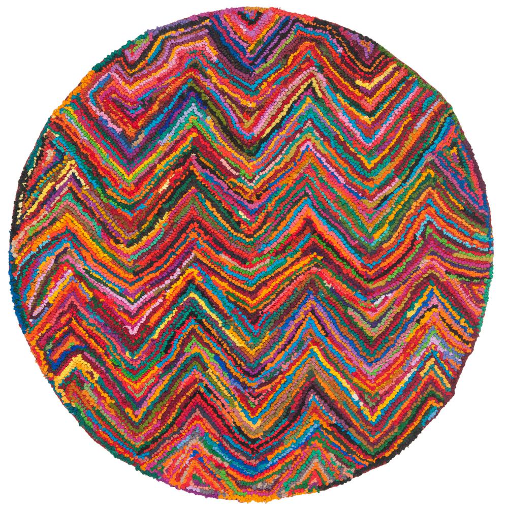 Safavieh Nantucket Pink/Multi 8 ft. x 8 ft. Round Area RugNAN141A8R