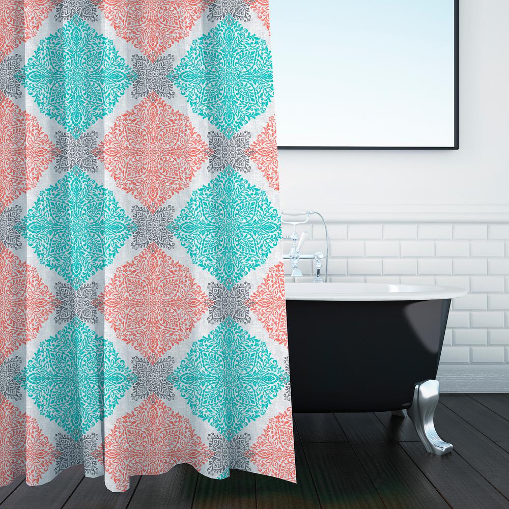 Inspired Surroundings Ava 72 In Aqua Shower Curtain Sc10933gnor