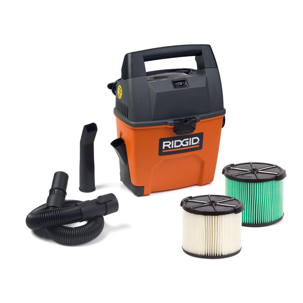 RIDGID 3 Gal. 3.5Peak HP Portable Wet/Dry Shop Vacuum with Builtin