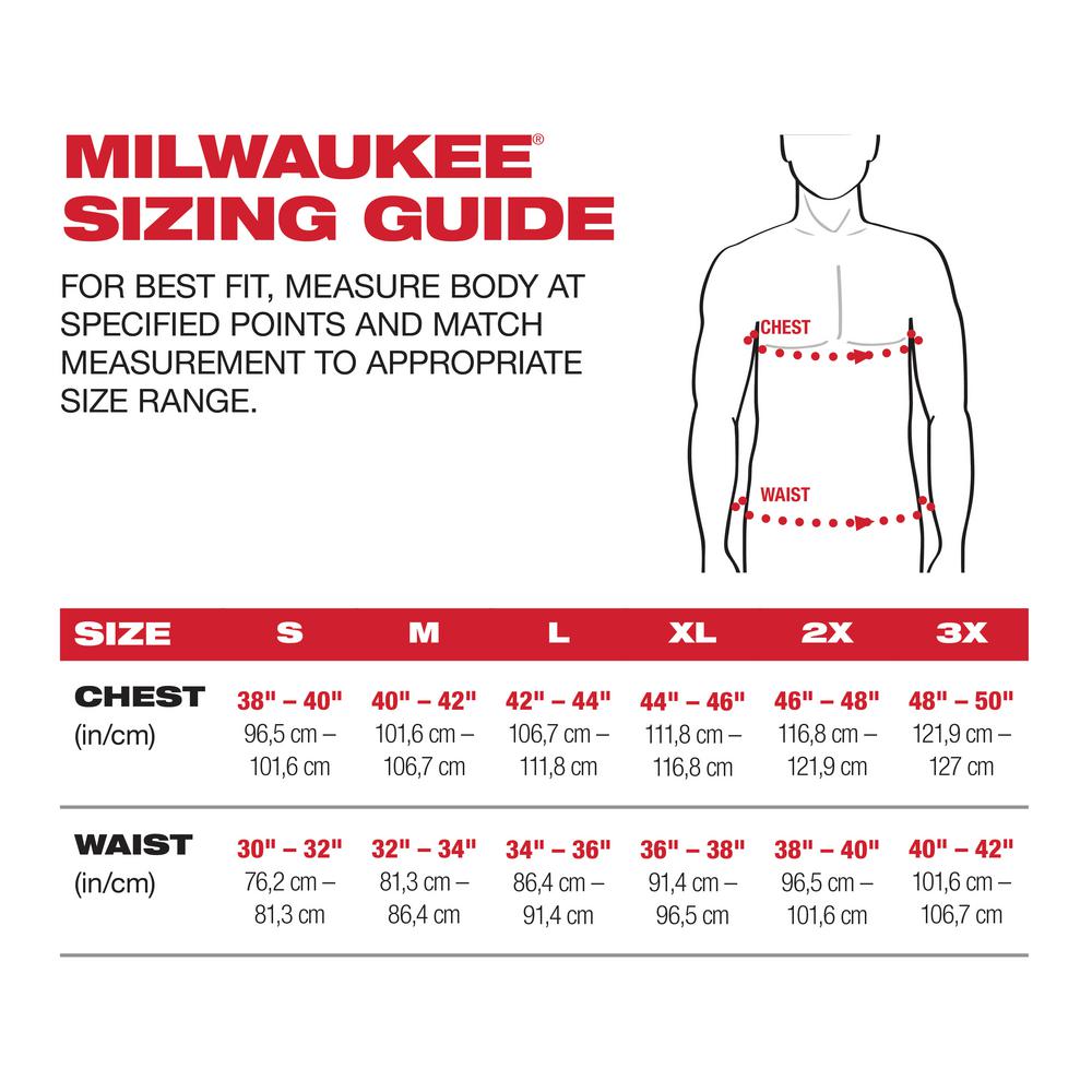 Milwaukee Heated Jacket Size Chart