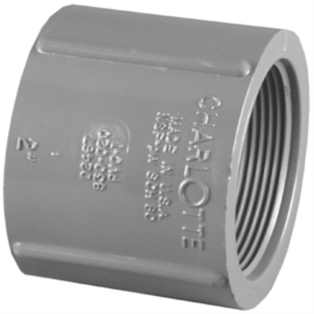 High Tensile and Sound Deadening for Home or Industrial Use Female Pipe Thread Schedule 40 PVC Durable Single Unit Charlotte Pipe 2 Cap Bushing Pipe Fitting Easy to Install