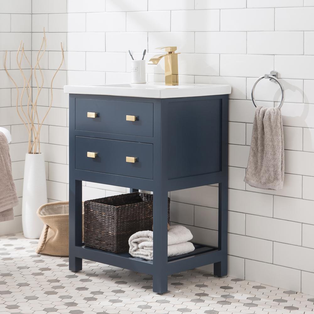 Water Creation Viola 24 In W Bath Vanity In Monarch Blue Finish With Ceramics Integrated Vanity Top With White Basin Viola24mb The Home Depot