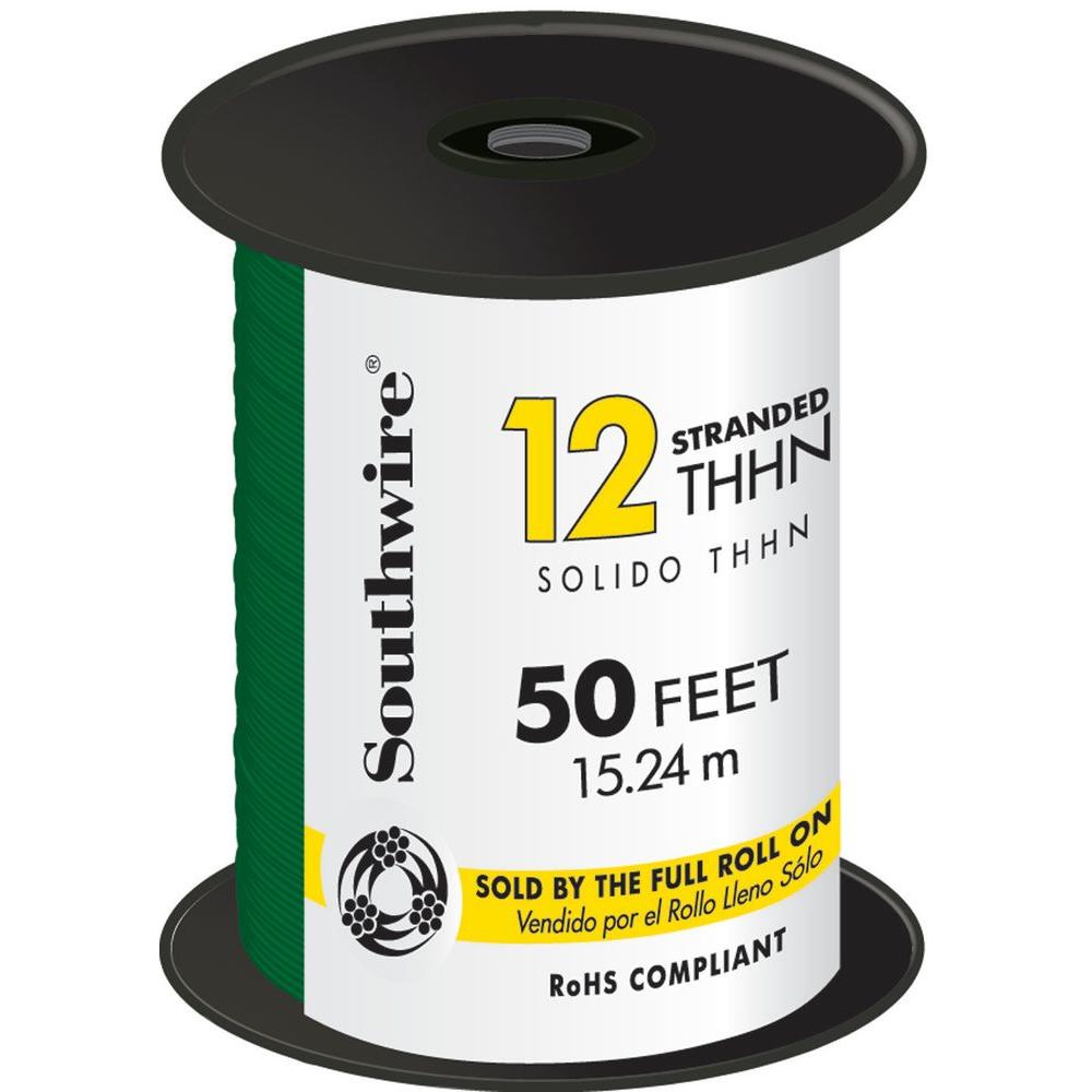 Southwire 50 ft. 12 Green Stranded CU THHN Wire-22968279 - The Home Depot