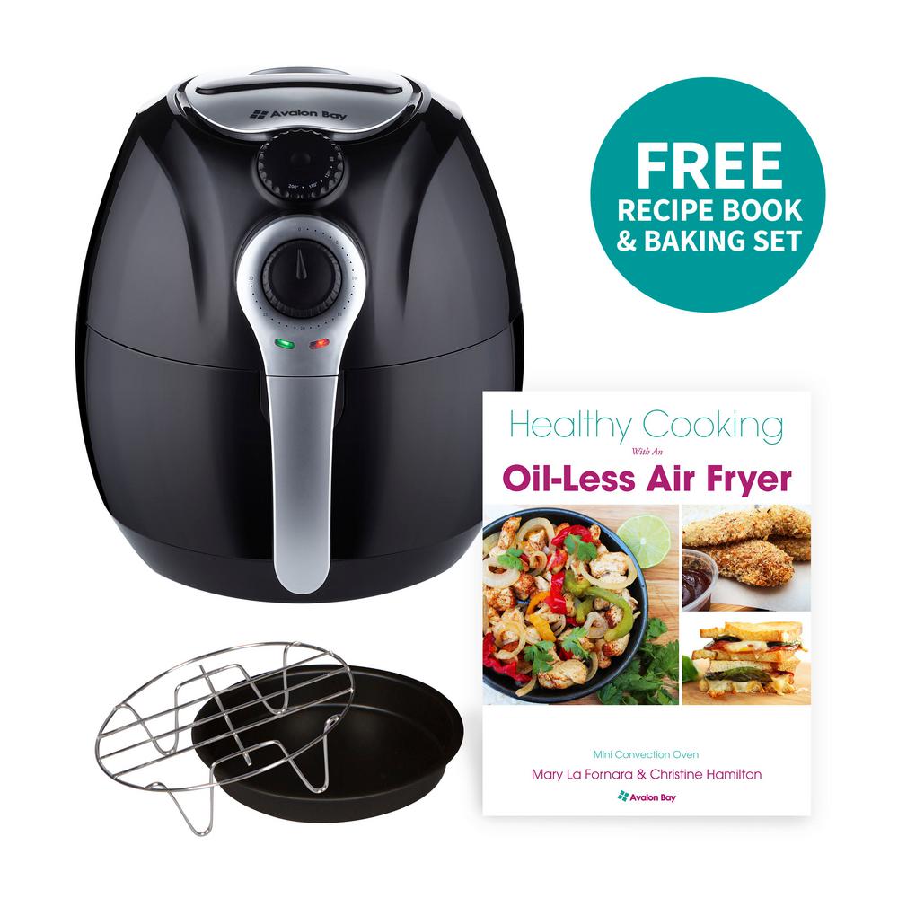 Avalon Bay 3 7 Qt Bpa Free Compact Manual Air Fryer With Dishwasher Safe Basket Includes Backing Set And Free Recipe Book Black Ab Airfryer100b The Home Depot