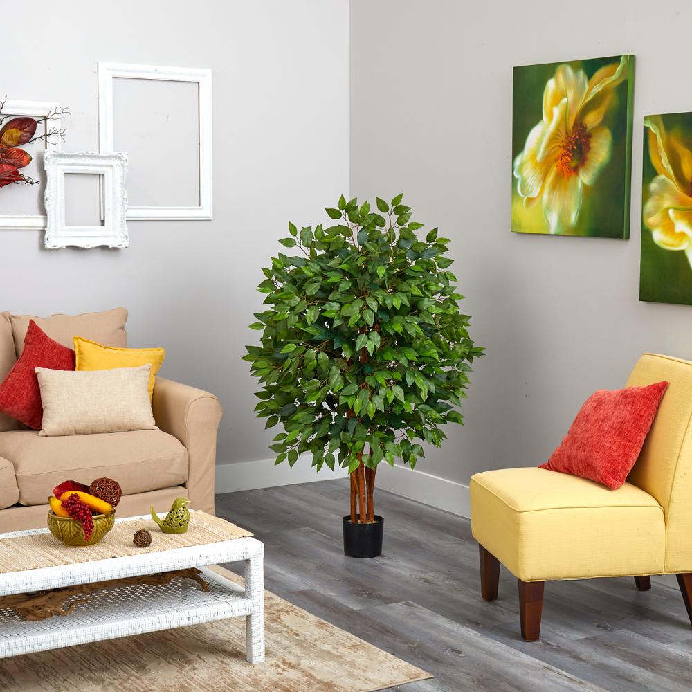Nearly Natural 4 ft. Super Deluxe Artificial Ficus TreeT1406 The Home Depot