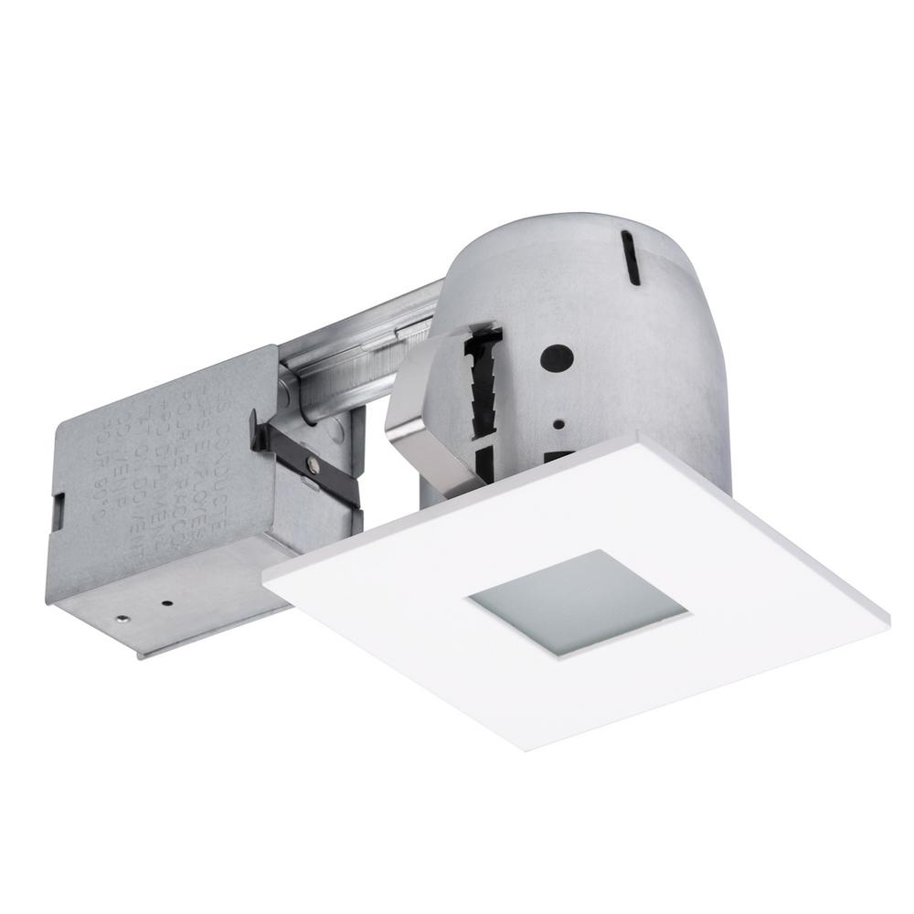 Globe Electric 4 In White Led Ic Rated Swivel Spotlight Square Recessed Lighting Kit Dimmable Downlight 90738 The Home Depot