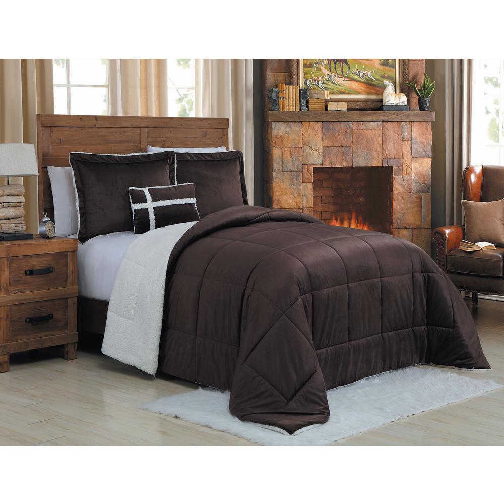 Geneva Home Fashion Micro Chocolate Solid Twin Comforter