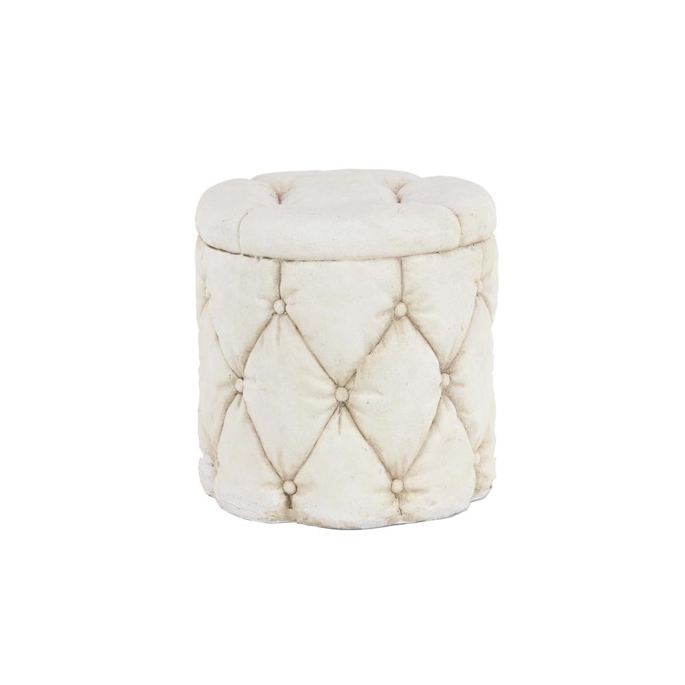 Litton Lane White Round Tufted Ottoman Inspired Garden Stool Litton Lane White Round Tufted Ottoman Inspired Garden Stool