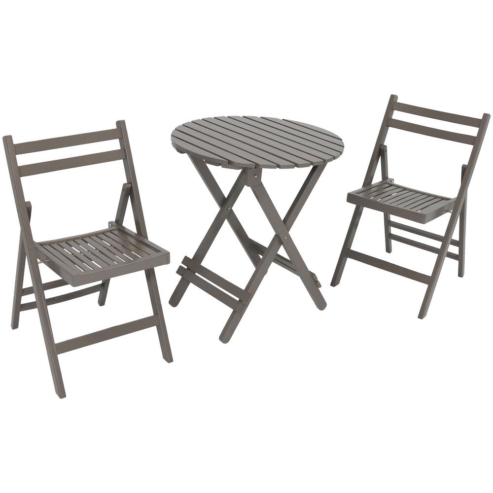 Sunnydaze Decor 3 Piece Gray Wood Folding Outdoor Patio Bistro Set Sunnydaze Decor 3 Piece Gray Wood Folding Outdoor Patio Bistro Set
