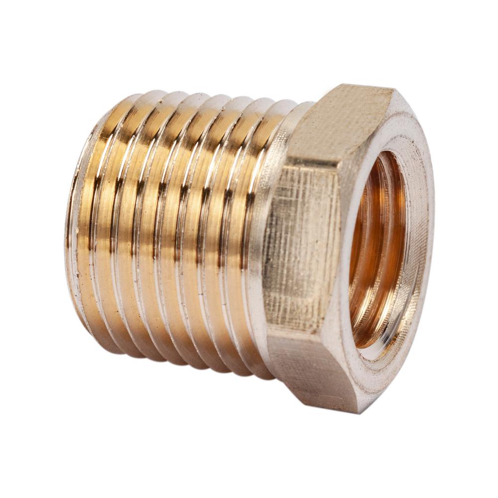 LTWFITTING 3/8 in. MIP x 1/4 in. FIP Brass Pipe Hex Bushing Fitting (10