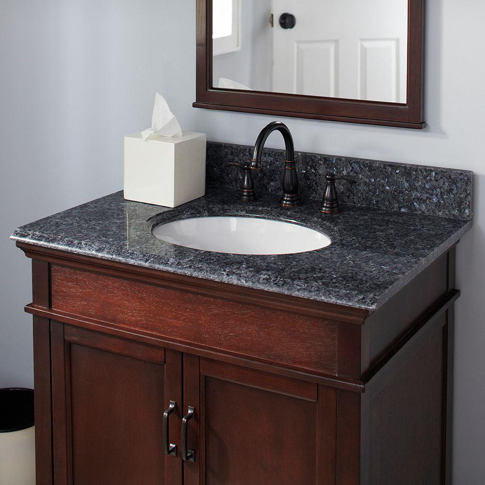 Pegasus 37 In Granite Vanity Top In Blue Pearl With White Basin 37905 The Home Depot