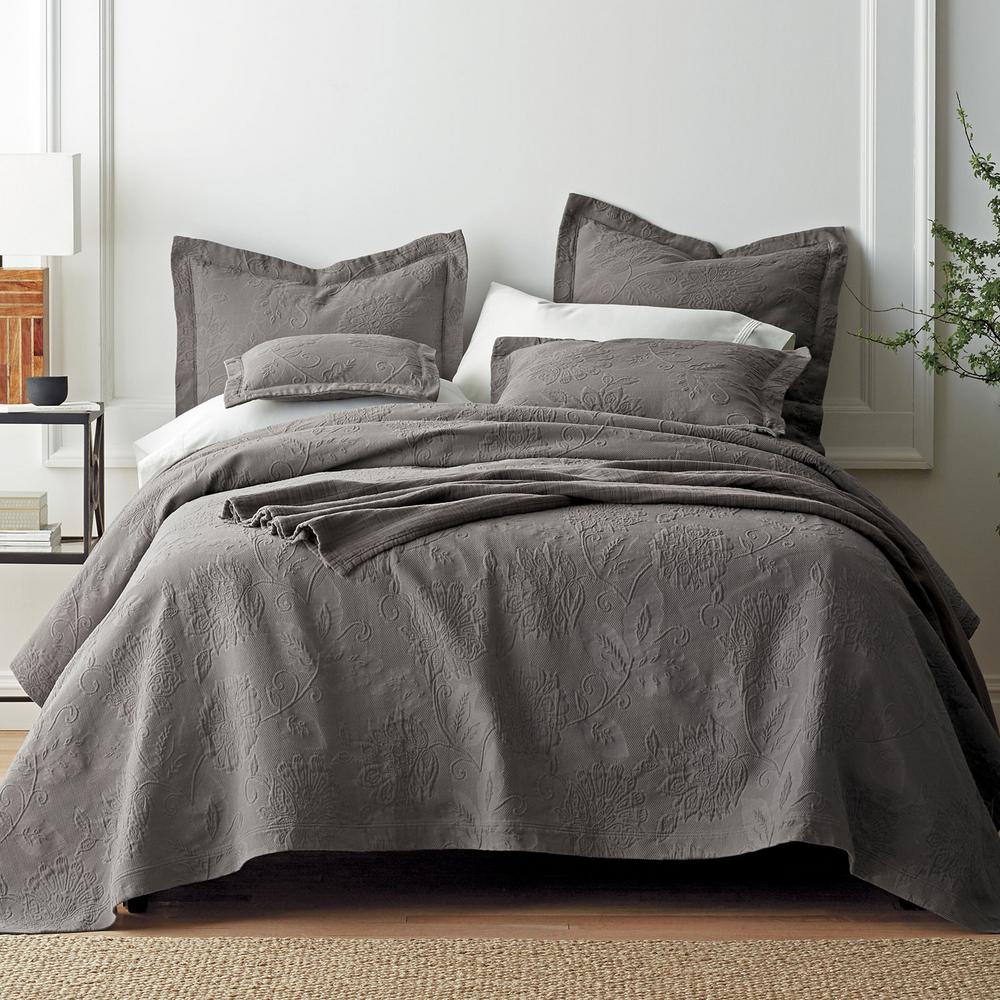 The Company Store Putnam Matelasse Dark Gray Cotton Twin Bedspread 50170m T Dark Gray The Home Depot