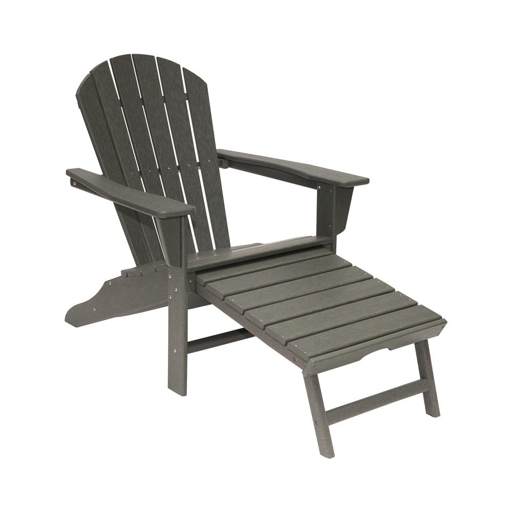 LuXeo Hampton Gray Plastic Outdoor Patio Adirondack Chair ...