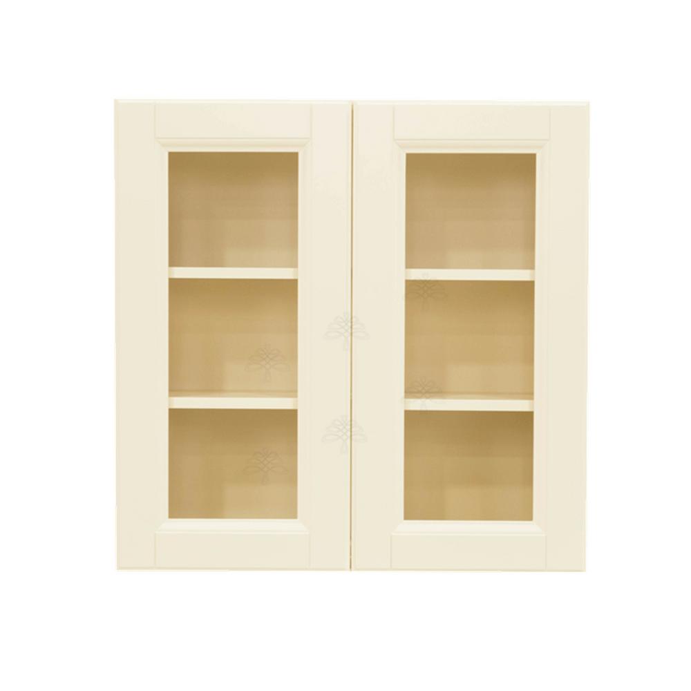 LIFEART CABINETRY Oxford Creamy White Plywood Glass Door Stock ...