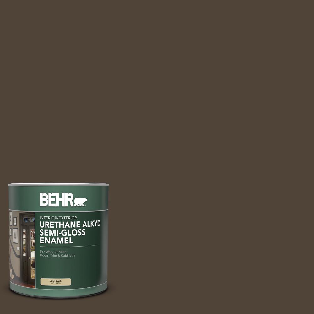 Behr 1 Qt 790b 7 Bitter Chocolate Semi Gloss Enamel Urethane Alkyd Interior Exterior Paint 393004 The Home Depot