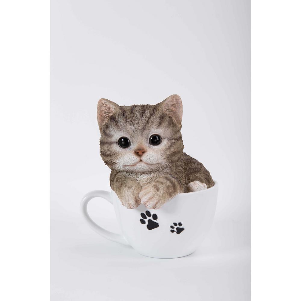 Hi Line Gift Teacup Kitten Grey Tabby Statue 87707 B The Home Depot