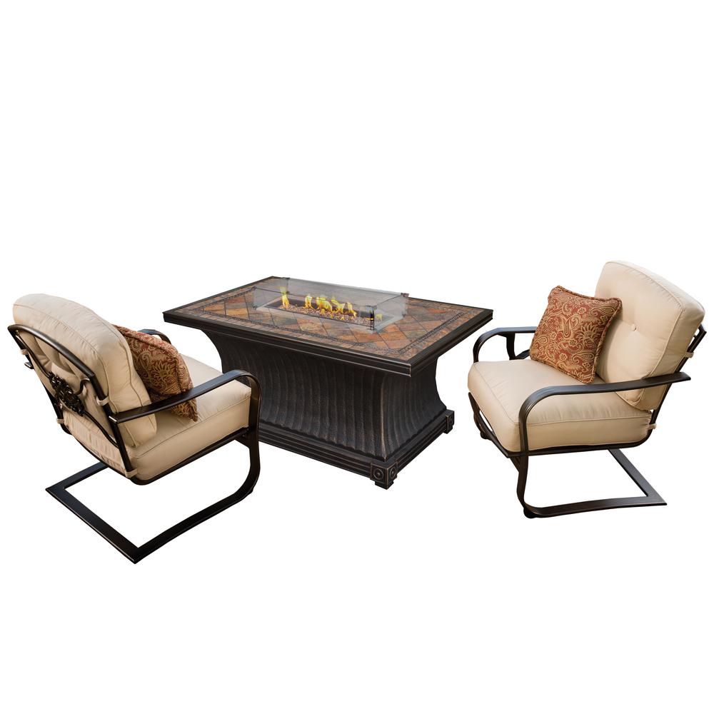 Belle Pierre 4 Piece Metal Fire Pit Patio Conversation Set With