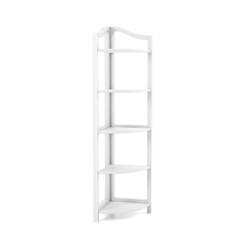 Furniture Of America 62 In White Wood 5 Shelf Corner Bookcase Idf