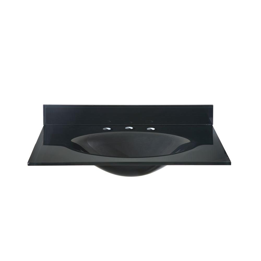 Tempered Glass Vanity Top Integrated Sink Decorating Ideas Sink Ideas Glass Vanity Top In Black With Integral Basin