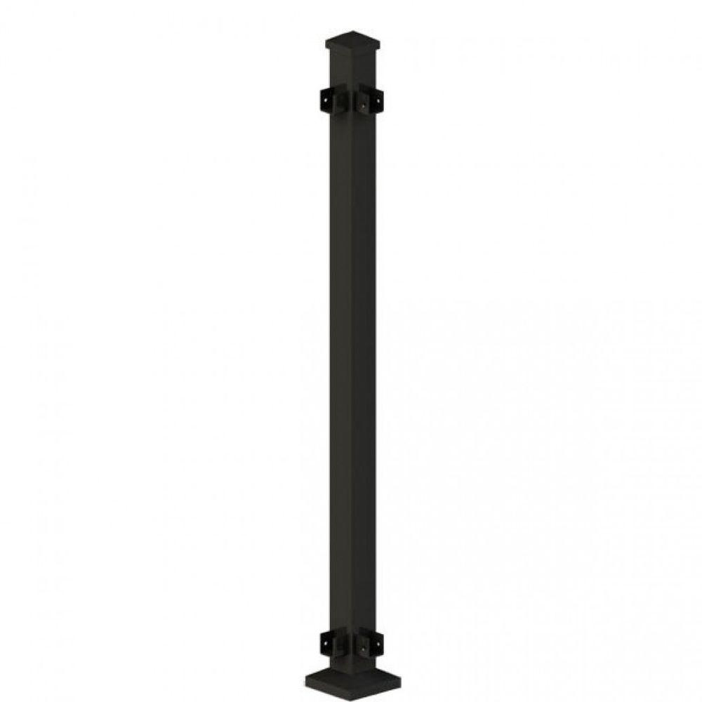 RDI Metal Railing Black Corner Post Assembly H Rail 2 in. x 2