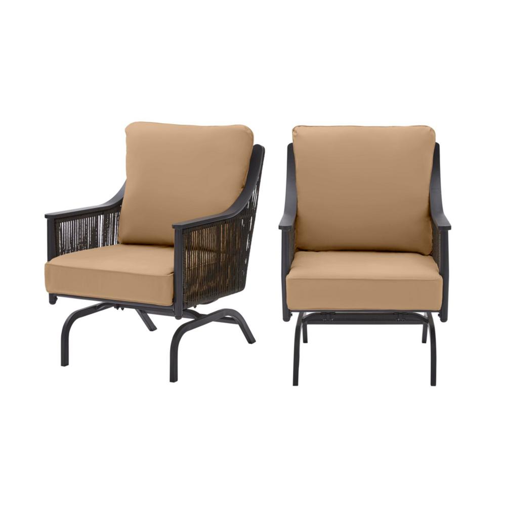 Hampton Bay Bayhurst Black Wicker Outdoor Patio Rocking Lounge Chair ...