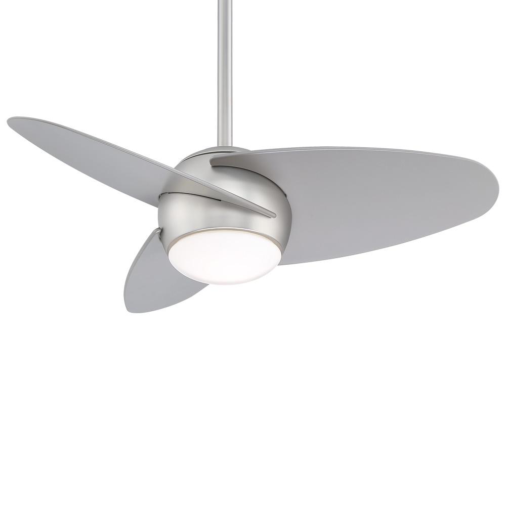 Minka Aire Slant 36 In Integrated Led Indoor Brushed Steel Ceiling Fan With Light With Remote Control