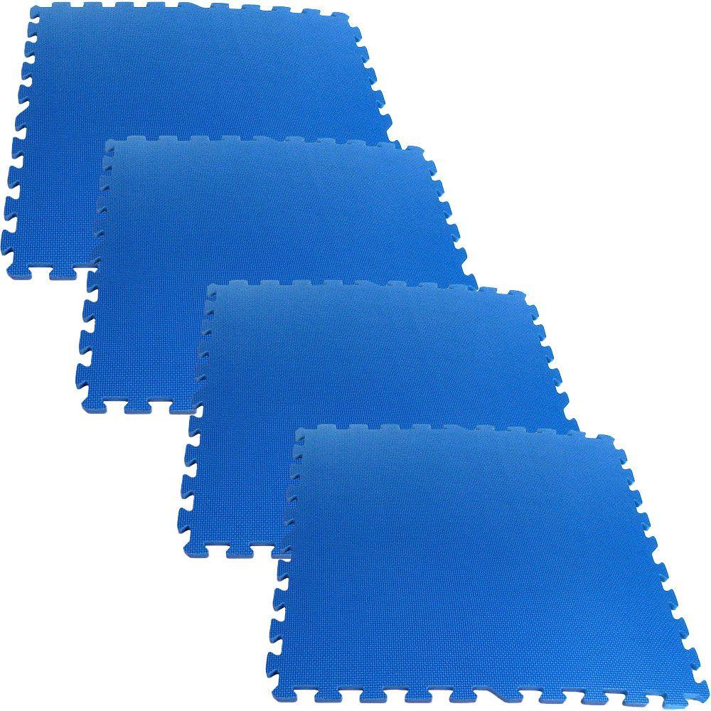 Foam Rubber Interlocking Tile Garage Flooring The Home Depot Ultimate Comfort Blue 24 In X Foam Garage Floor 4