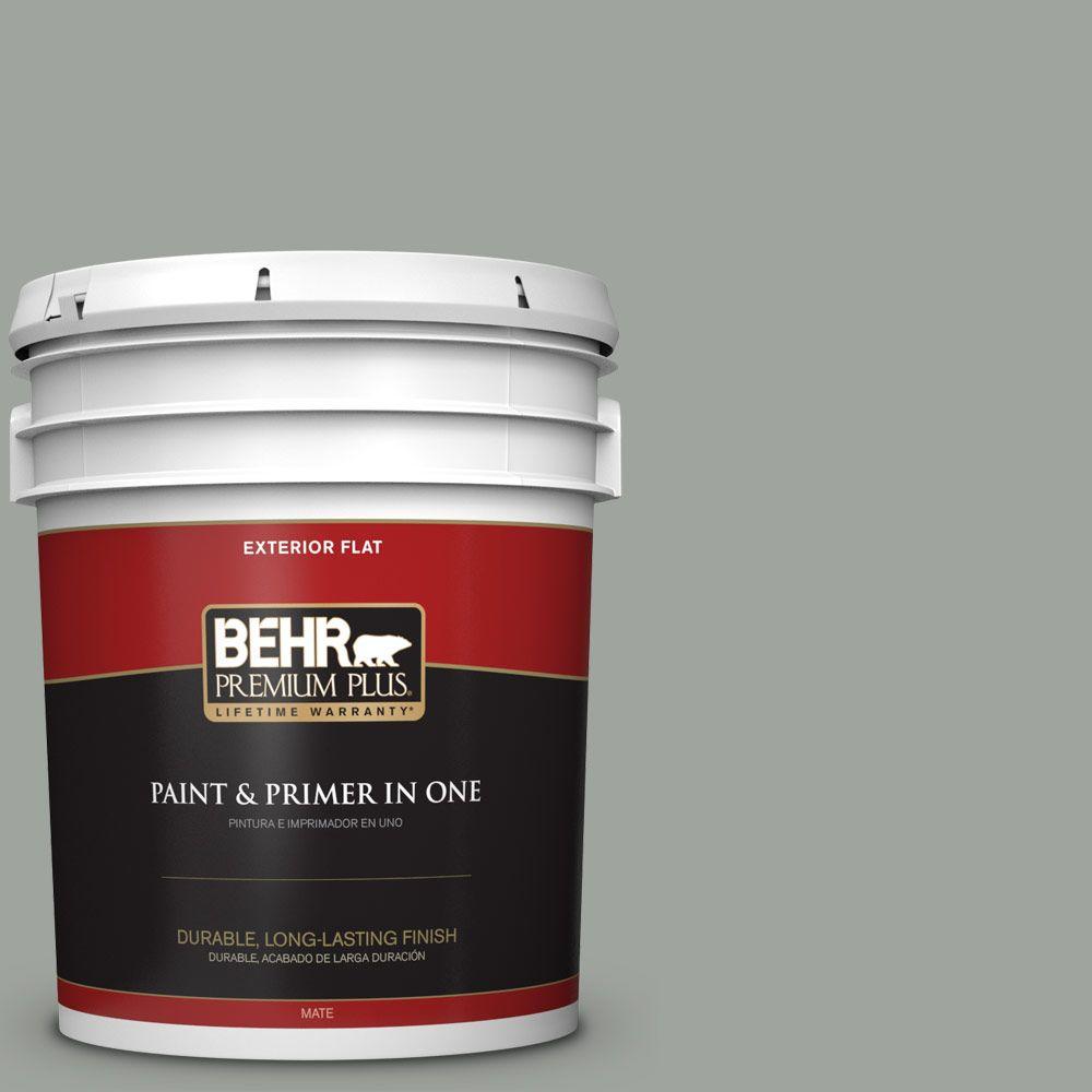 BEHR Premium Plus 5gal. 710F4 Sage Gray Flat Exterior Paint440005