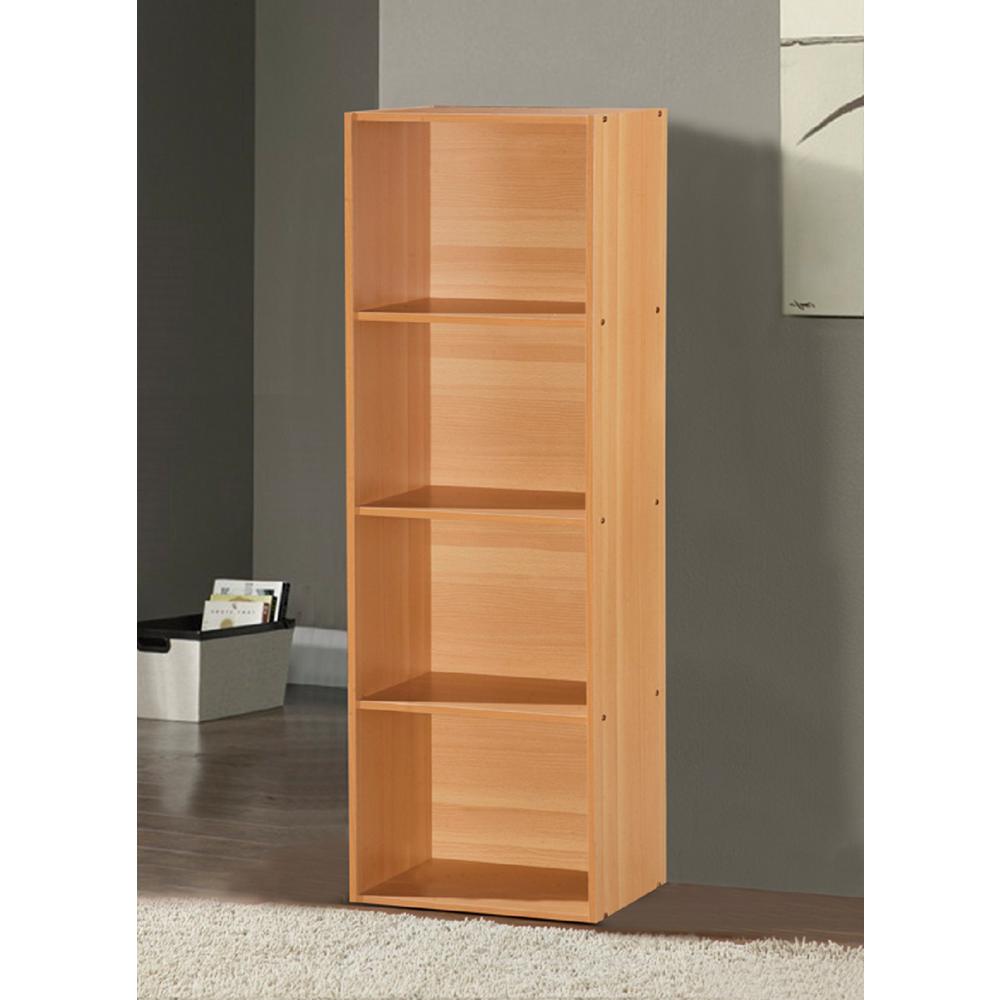 Hodedah 4-Shelf, 47 In. H Beech Bookcase-HID24 BEECH - The Home Depot