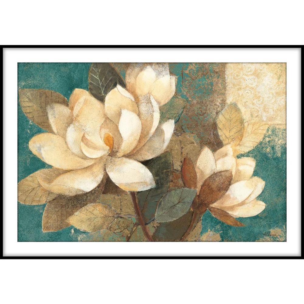 Ptm Images 9 75 In X 11 Turquoise Magnolias Framed Wall Turquoise Magnolias Framed Wall Art 1 77176 The Home Depot