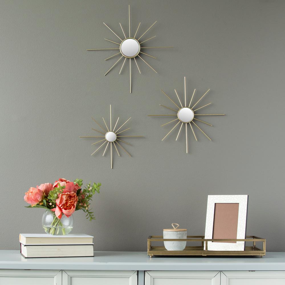 Stratton Home Decor Gold Metal Burst Mirrored Wall Stratton Home Decor Gold Metal Burst Mirrored Wall