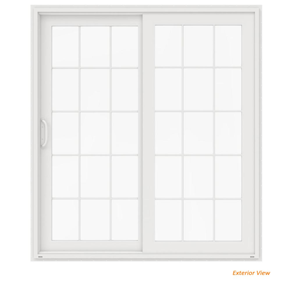 JELD-WEN 72 In. X 80 In. V-4500 White Vinyl Left-Hand 15 Lite Sliding ...