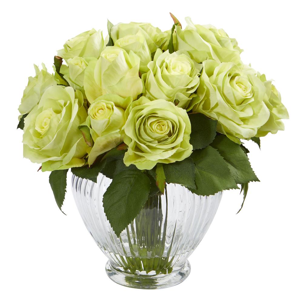 green artificial flowers