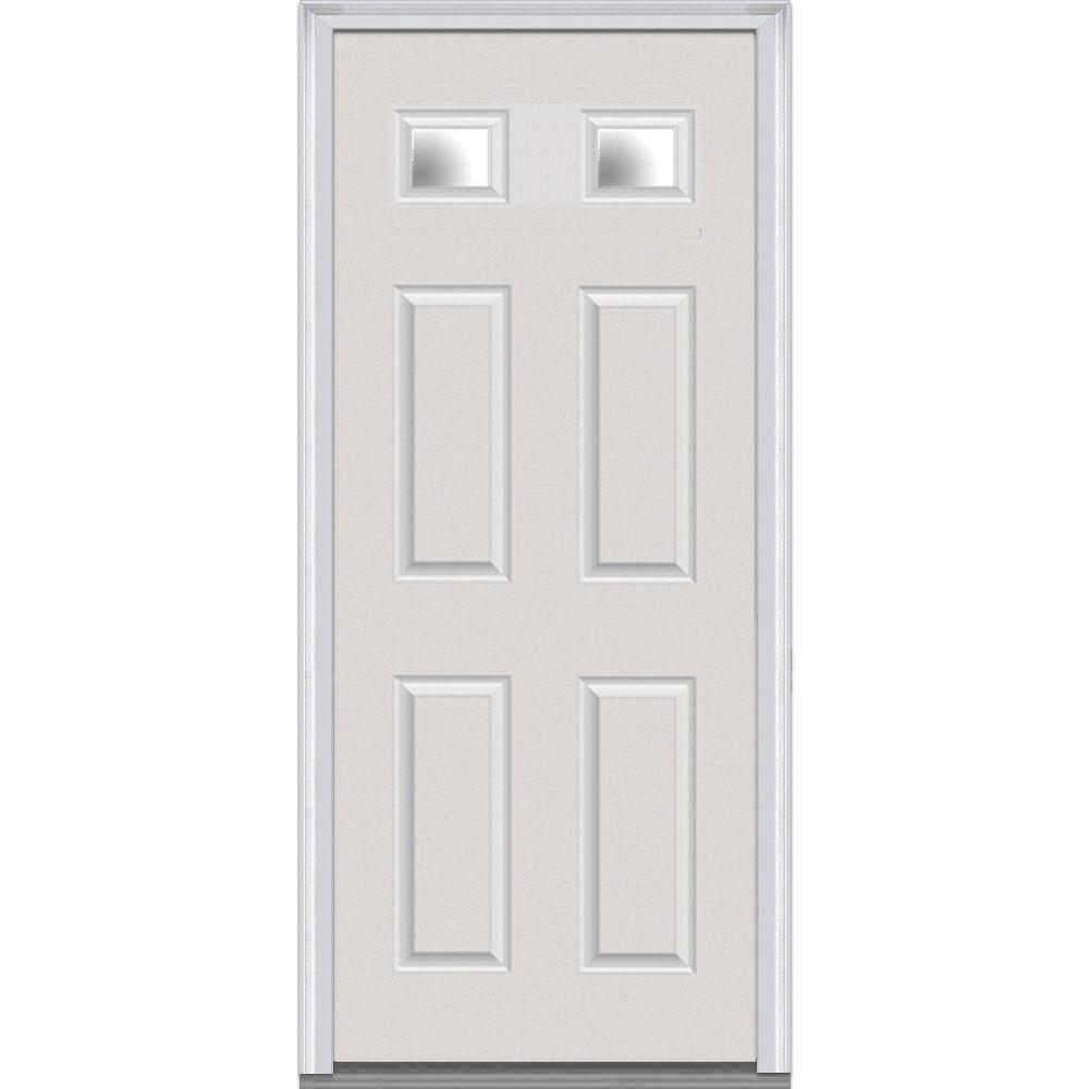 Mmi Door 36 In X 80 Left Hand Inswing 2 Lite Clear 4 Panel Right Hand Inswing 2 Lite Clear 4 Panel Classic Primed Fiberglass Smooth Prehung Front Door