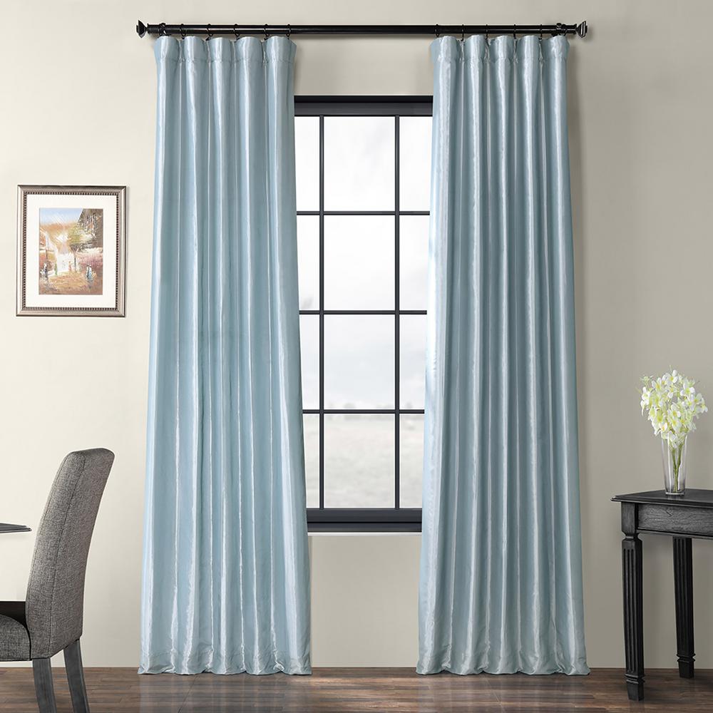 Exclusive Fabrics Furnishings Winter Ice Blue Faux Silk Taffeta