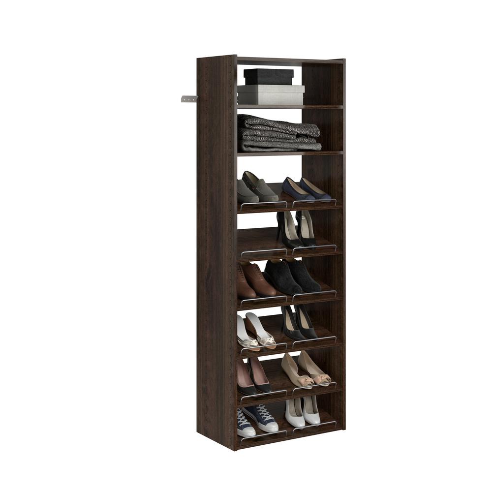 Closet Evolution Essential Shoe 25 In W Espresso Wood Closet Tower Tr28 The Home Depot