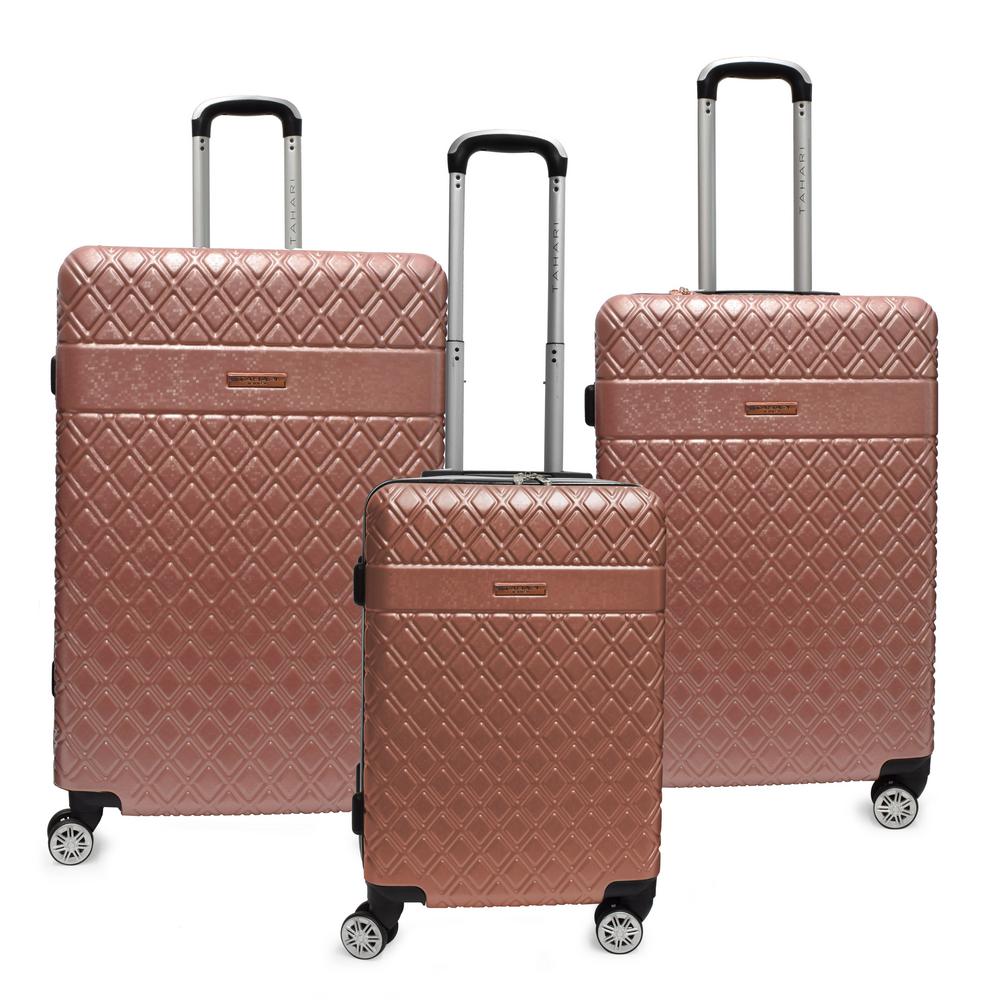 Tahari Hard Side Molded Quilted 3Piece Rose Gold Luggage Set TAL218701 The Home Depot