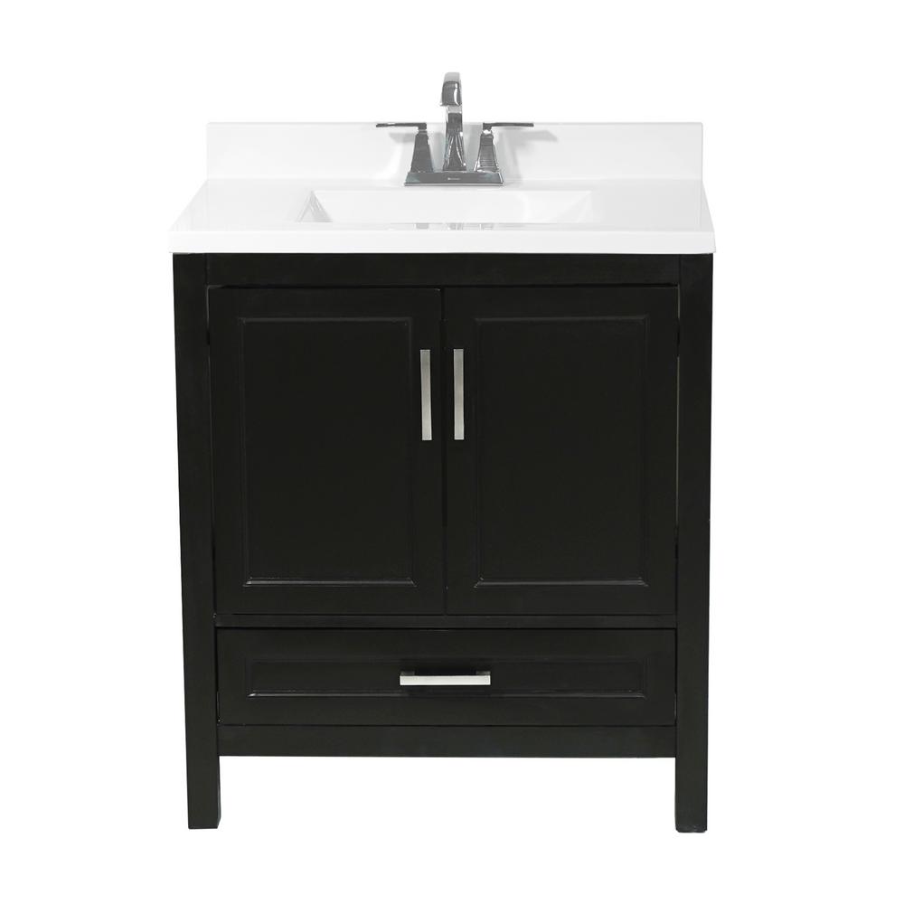 Amluxx Salerno 31 In Bath Vanity In Espresso With Cultured Marble Vanity Top With Backsplash In White With White Basin Sl30es T31whb The Home Depot