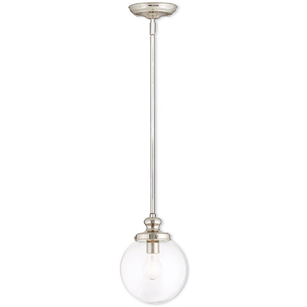 Livex Lighting Sheffield 1 Light Polished Nickel Mini Pendant 50902 Livex Lighting Sheffield 1 Light Polished Nickel Mini Pendant