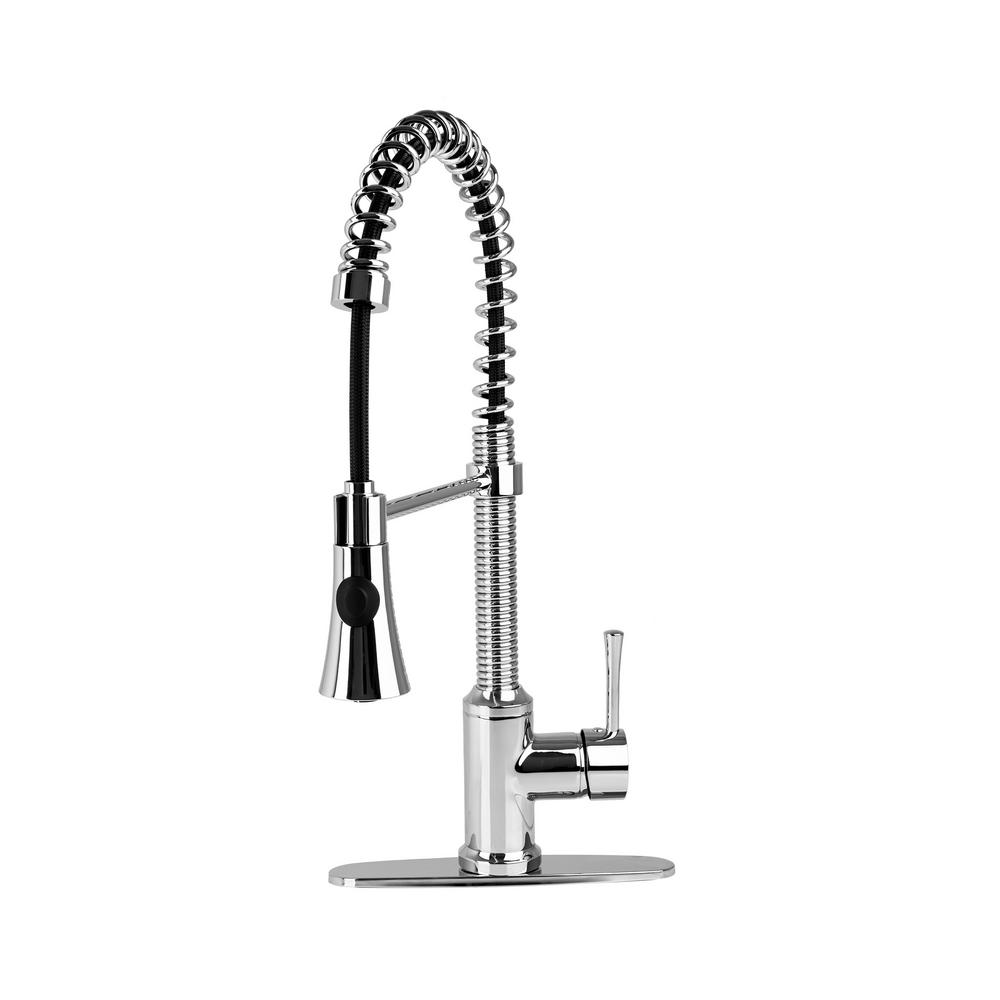 Fontaine Residential Single Handle Spring Coil Pull Down Sprayer Residential Single Handle Spring Coil Pull Down Sprayer Kitchen Faucet In Chrome With Deck Plate