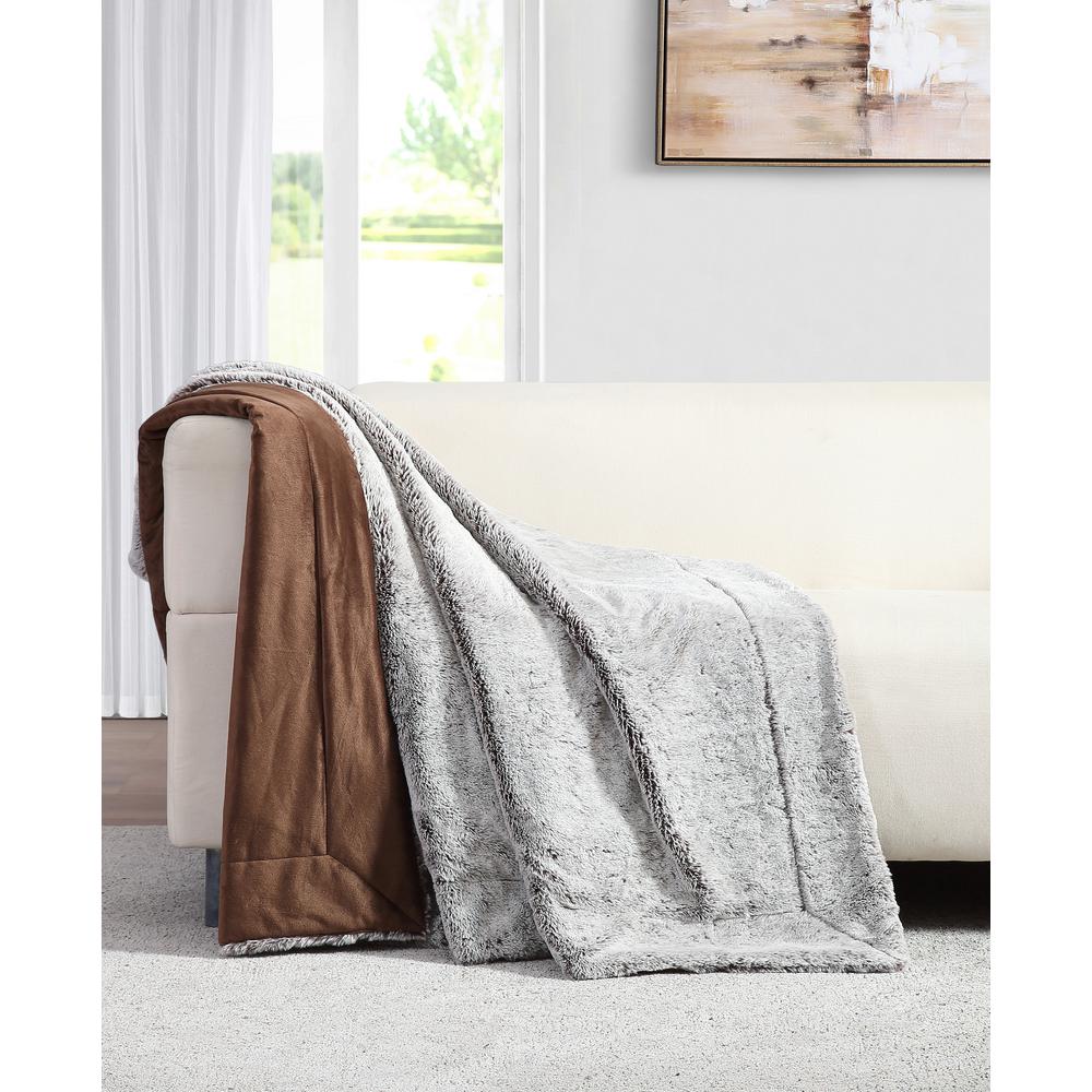 Home Millburn Faux Taupe Fur Throw BlanketM601910 The Home Depot