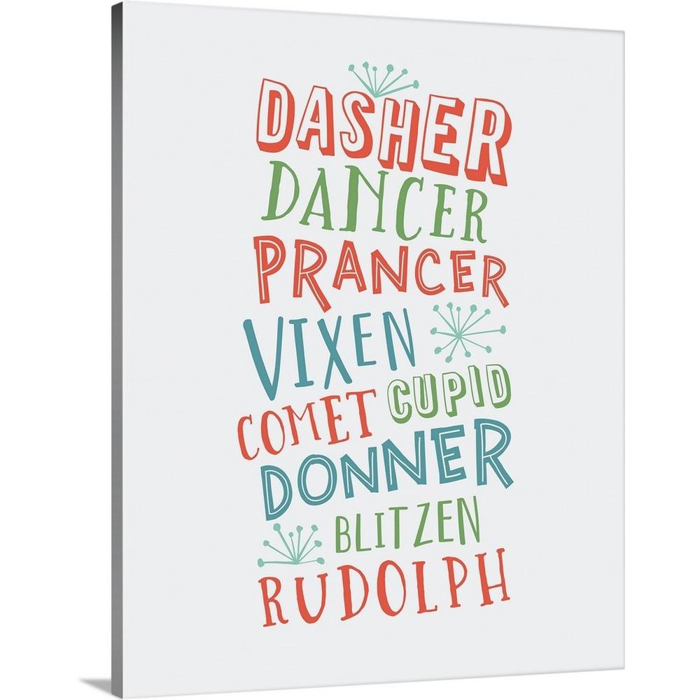 Greatbigcanvas 24 In X 30 In Reindeer Names Multicolor