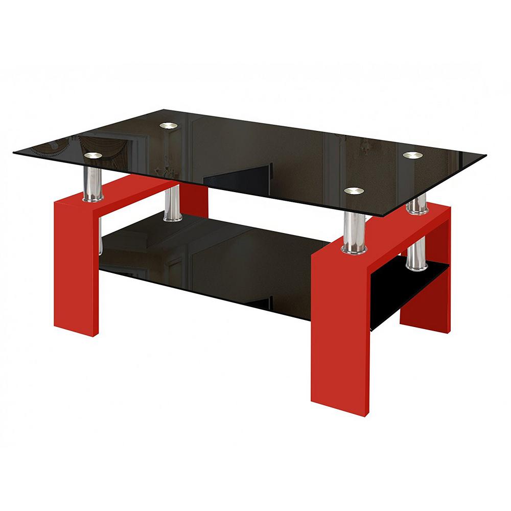 Fab Gl And Mirror Modern Red Coffee Table With Shelf Fab Gl And Mirror Modern Red Coffee Table With Shelf Contemporary Living Room