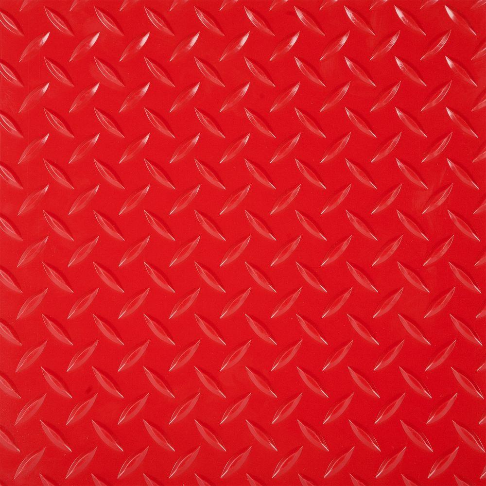 Interlocking Tile Garage Flooring The Home Depot Raceday Diamond Tread Red 12 In X L And Stick Polyvinyl Tile