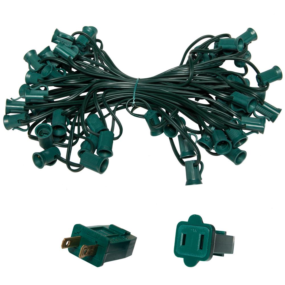 Wintergreen Lighting 25 ft. C7/E12 Black Wire Socket Stringer with 12