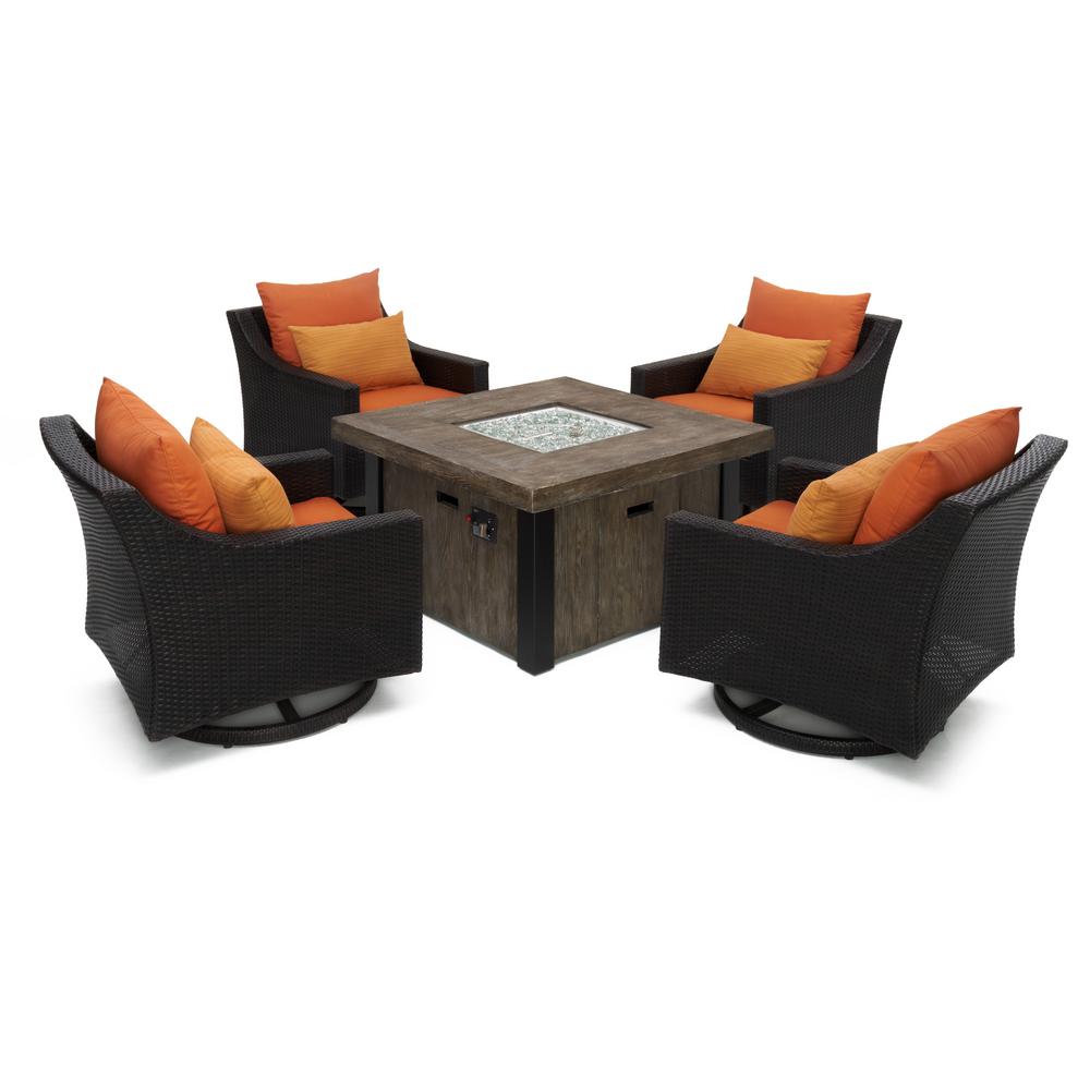 Rst Brands Deco 5 Piece All Weather Wicker Patio Fire Pit Patio