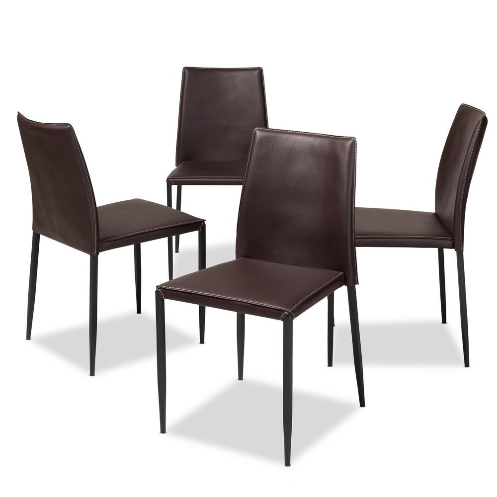 4 Parsons Chair Dining Chairs Kitchen Room Furniture Pascha Dark Brown Faux Leather Upholstered Dining Chair Set Of 4