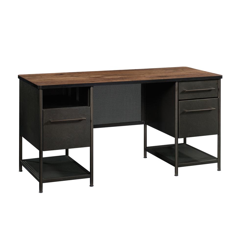 Sauder Boulevard Cafe Executive Desk in Black and Vintage Oak 