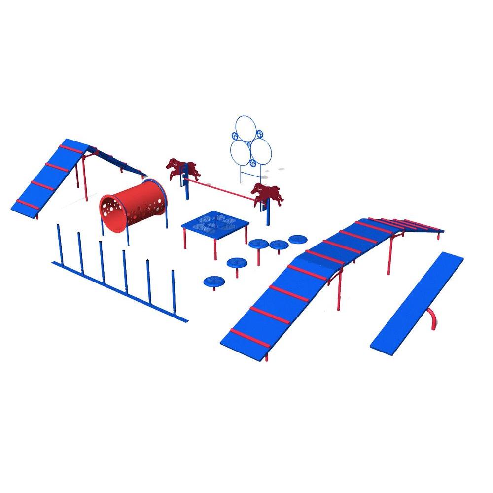 Ultra Play Playful Colors Dog Park Commercial Expert Course Blue and Red For Sale