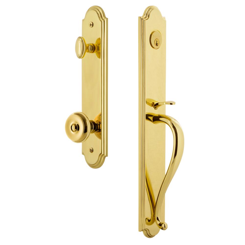 Grandeur Arc Lifetime Brass 1 Piece Dummy Door Handleset With S